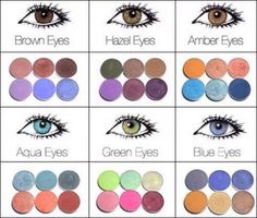 Eye shadow tutorial fore every eye color ! Every girl needs this ! Shadow Magic, Amber Eyes, Aqua Eyes, Makeup Eyes, Makeup Hacks, Gel Liner