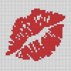 a cross stitch pattern with red lips