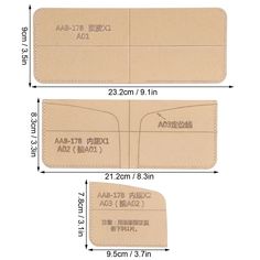 two pieces of leather with measurements for each side and the other side, showing how to measure