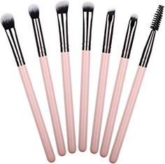 Makeup Eye Brush Set, Essential 7 Pcs Makeup Brushes Eyeshadow Eyeliner Blending Crease Kit, Shader Detailer Definer Eyelash #makeup Pink Eyeshadow Makeup, Brush Make Up, Essential Makeup Brushes, Eye Brushes Set, Eyelash Brush