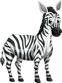 a cartoon zebra standing and smiling for the camera