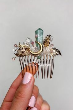 Wedding Hair Jewlrey, Crystal Hair Comb Wedding, Fairytale Hair Pieces, Wedding Gifts Crystals, Crystal Hair Piece, Crystal Tiara Wedding, Boho Crystal Wedding, Gemstone Hair Accessories, Wedding Jewelry Boho