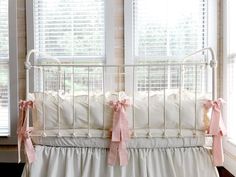 Porcelain | Ruffled Crib Liners Pink Nursery Bedding, Crib Bumper Pads, Crib Pillows, Luxury Nursery, Baby Crib Bumpers, Crib Liners, Crib Bumpers, Bumper Pads For Cribs, Neutral Crib