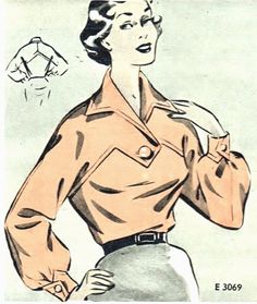 an old fashion illustration of a woman in a dress and jacket with her hands on her hips