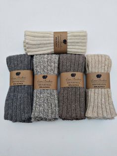 Cozy up with sustainably made leg warmers made from 65% Wool and 35% Alpaca. Perfect for adding extra warmth and bohemian winter style. These leg warmers are 100% natural, and the wool is NOT treated with chemicals - making them healthy for your skin and good for the planet. Because they are made from entirely breathable fibers, they don't hold odor or cause you to sweat as synthetics do. Can be scrunched down to look like thick socks, or pulled up for full leg warmth - form meets function with Wool Leg Warmers, Hemp Yarn, Alpaca Socks, Fluffy Socks, Yarn For Sale, Sock Drawer, Elastic Thread, Alpaca Fiber, Hemp Fabric