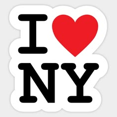 i love new york sticker in black and white with a red heart on it