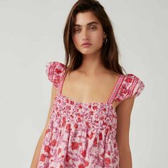 Nala Printed Babydoll Top | Nuuly Rent Free People Aesthetic, Babydoll Shirt, Babydoll Tank, Babydoll Style, Floral Tank Top, Floral Print Blouses, Floral Tank, Babydoll Top, Cute Tops