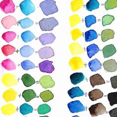 several different colors of paint are shown in the same color scheme as each one is drawn