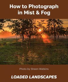 a book cover with the title how to photograph in mist and fog, featuring an image of