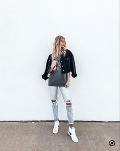 Woman’s Nike High Top Outfit, Nike Blazer Sneakers Outfit Women, Nike Mid Top Sneakers Outfit, White Nike High Tops Outfit, White High-top Sneakers For Spring, Nike Blazer Outfit Street Style, Nike High-top Sneakers For Spring, Outfits To Wear With Nike Blazers, Nike Blazer Outfits For Women