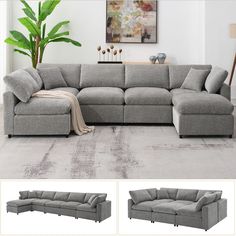 PRICES MAY VARY. 【Flexible Modular Sectional Sofa】Our 130" free combination modular sofa offers high flexibility and can be freely combined according to your needs.The modular design allows you to mix and match the modules to create various seating arrangements, such as L-shape, U-shape, or even separate standalone pieces. This living room sofa set offers unparalleled flexibility and customization options. Users are free to configure the sofa couch to suit their preferences and needs. 【Modern and Stylish Deep Sectional Sofa】Our deep sleeper sectional sofa feature a combination of modern and stylish styles and are available in a wide range of colors, so choose a design that complements your existing décor and add visual appeal to your living space. Whether you prefer understated style or bo Sectional Living Room Couch, Grey Modular Sofa Living Room, Cloud Couches, Modular Sofa Living Room, Deep Sectional Sofa, The Cloud Couch, Gray Sectional Living Room, Cuddler Sectional, Oversized Sectional