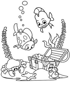 an ocean scene with fish and pirate ship coloring pages for kids to print out on