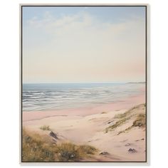 a painting of the ocean and sand dunes