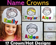 the name crown is shown with pictures of children's faces and names on them