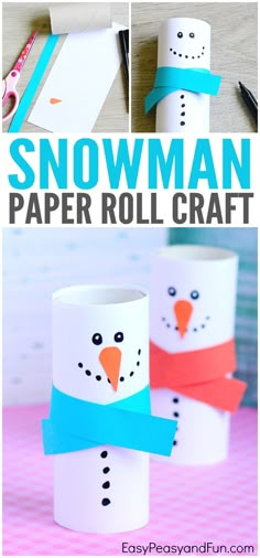 snowman paper roll craft for kids to make