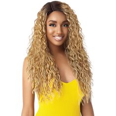 Outre Synthetic Lace Part Daily Wig - THORA COLOR SHOWN: DRCARAMELMATERIAL: SyntheticTYPE: Lace Part WigLENGTH: LongHEAT SAFE: Yes up to 350°F-400°FDESCRIPTION: Hand Tied 4" Lace Part Shiftable Lace Part Wig High Tex - heat-resistant fiber Breathable Net Cap Construction Style Length: 26 Inches Natural Ripple Deep Wavy How to Care Brush through the hair from the tips to the roots to prevent matting and tangling. For curly styles, spritz the hair with water and scrunch the curls to bring them bac Clip In Weave, Grey Hair Pieces, Senegalese Twist Braids, Half Wig, Remy Hair Wigs, Remy Hair Weave, Hair Lotion, Brazilian Remy Hair, Hair Mousse