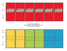 the lego logo is shown in four different colors