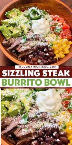 This summer grilling idea is perfect for your Memorial Day dinner menu! A Sizzling Steak Burrito Bowl recipe that comes together in no time and is full of flavor. This steak burrito recipe is an easy spring recipe that will definitely be a favorite! Easy Burrito Bowl Recipe, Qdoba Burrito Bowl Recipe, Steak Rice Bowl, Memorial Day Dinner Ideas, Steak Burrito Bowl, Steak Bowl, Steak Bowls, Burrito Bowl Recipe