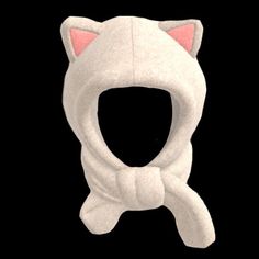 a white cat hat with pink eyes and ears