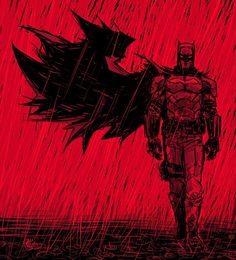 the dark knight is walking in the rain