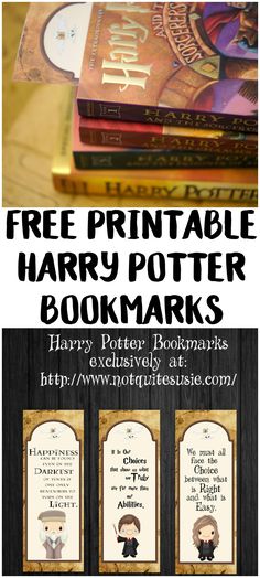 harry potter bookmarks with text that reads free printable harry potter books