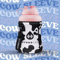 Brand New, Sleeve Only. Hydro Jug, Drink Your Water, Water Bottle Workout, Black Cow, Gym Accessories, Light Pink Color, Cow Print, Drink Sleeves, Christmas List