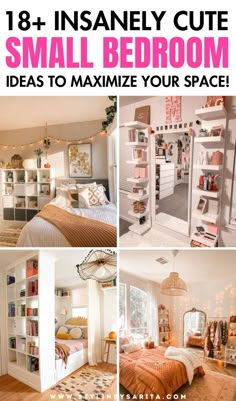 small bedroom ideas Small Room Bed Ideas Space Saving, Small Space Boho Bedroom, Diy For Small Bedroom, Get Ready Space In Bedroom, Re Arrange Bedroom Ideas, Creative Room Inspiration, Safe Bedroom Ideas, Girly Small Room Ideas, Tiny Bedroom Solutions