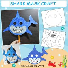 Shark Activities : These Shark mask are great for a cute school craft project.I hope you love it!! Enjoy!! :)************************************************Click here to follow my store to be notified when new products come out so you can grab them at a great deal!Thank you very much,Kids Learning Center Shark Activity For Kids, Kids Shark Week Activities, Shark Activities For Preschool Learning Ocean Themes, Shark Mask Printable, Shark Suncatcher Craft, Shark Week Activities, Shark Mask, Mask Craft, Shark Activities