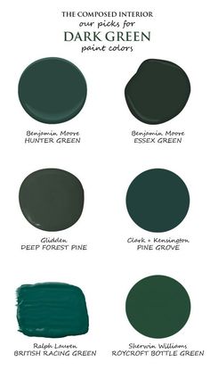 the different shades of dark green paint