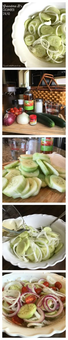 the process of making cucumber sandwiches is shown here