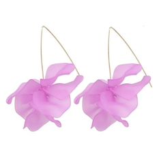 Want earrings that are chic and classic? The Air Bloom Drops are just what you are looking for! With its chic acrylic flower and classic french hook you will be sure to elevate every look you wear these drops with. Light as air! gold plated French hook acrylic 2" Chic Pink Flower Earrings For Spring, Spring Party Earrings With 3d Flowers, Drop Earrings For Spring Party, Elegant Flower Hoop Earrings For Summer, Spring Party Drop Earrings, Chic Flower Charm Drop Earrings, Flower Shaped Hoop Earrings For Party, Chic Drop Earrings With Flower Charm, Chic Spring Flower Earrings For Pierced Ears