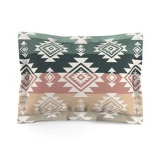 an image of a pillow case with geometric designs on the front and back, all in different colors