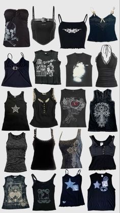 Blackout Outfit Ideas, Emo Outfit With Shorts, 2000s Clothing Style, Dark Croquettes Fashion, $ui̇ci̇deboy$ Concert Outfits, Y2k Grunge Tops, Goth 2000s Fashion, All Black Y2k Outfit, Dark Y2k Fashion