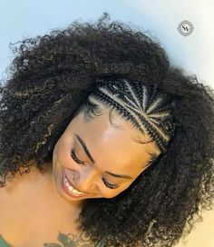 Summer Ready 😍 This beautiful Curly hair half sew in with braids in front  is everything!   Ready to rock your summer look with a twist? Consider these stunning braidstyle, elegantly half up, paired with natural curly hair extensions in the back. It's not just a hairstyle; it's a statement! 💁‍♀️  To achieve this stunning look, you'll need about (2) bundles of our authentic Euphoria Afro Kinky curly wefts. You can braid your real hair in the front or cut hairs from weft to make braiding hair. 📌 Save this pin for your next hairstyle and visit slrawvirginhair.com for more inspo. #BraidHairstyles #Cornrows #SummerHair #HairInspiration #foryoupage #slrawvirginhair Braided Cornrow With Weave, Cornrow With Curly Weave, Half Fulani Braids Half Curly, Fulani Braids With Body Wave, Half Cornrow Styles, Half Cornrows Half Sew In Weave Curly, Zig Zag Cornrows Braids With Curls, Half Cornrows Half Curly Natural Hair, Corn Row Braids Half Up Half Down