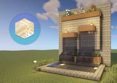 an animated image of a brick building with plants growing out of the window sill