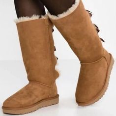 Ugg Chesnut Bailey Bow Tall Ii Boots Size 6 In Chestnut Suede Gently Used Original Box Is Not Included Tall Ugg, Ugg Bailey, Shoes Ugg, Bailey Bow, Womens Uggs, Ugg Shoes, Christmas List, Chestnut, Rain Boots