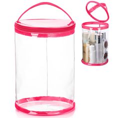 PRICES MAY VARY. Clear Design: clear travel bags for toiletries are clear, featured with hot pink edge; Easy to see the inside items you carry, save you time to open and check, offer you a lot of convenience Portable Size: the diameter of each clear makeup bag is about 5.91 inches/ 15 cm, and the height is about 9 inches/ 22.8 cm, suitable size to hold your travel lotions and other necessities, are easy to carry and place in your luggage Reliable to Store: clear makeup case toiletry bag is mainl Bag Airport, Pool Gifts, Clear Travel Bag, Clear Toiletry Bag, Pink Makeup Bag, Bags Storage, Clear Makeup, Clear Makeup Bags, Christmas Organization