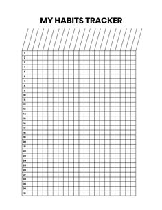 a graph paper with the words, my habitts trackerr written in black on it