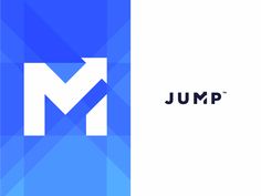 the logo for jump is shown in blue and white