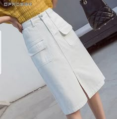 Midi Jeans Skirt, Style Midi Skirt, Kids Fashion Wear, White Korean, High Waist Pleated Skirt, Korean Style Women, Chic Dress Classy, Midi Jeans, High Waisted Pleated Skirt