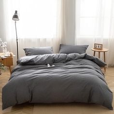 PRICES MAY VARY. Material: Made of 100% washed cotton, like your favorite, soft comfy, well-worn cotton shirt, breathable to keep you cool in the summer and dry and warm in the winter. King Size Package Includes: Duvet Cover (1 piece):104"W x 90"L; Pillow Shams( 2 pieces): 20"W x 36"L;Duvet/comforter inside is not included, needed to be purchased separately. Duvet Cover: Hidden zip closure，The zipper part contains two zipper heads, which are more durable and durable; Four interior corner ties ke Style Bedding, Grey Linen Bedding, Full Bedding Sets, Two Face, Bedding Duvet, Cotton Bedding Sets, King Bedding Sets, Queen Bedding Sets, Bed Linen Sets