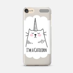 an iphone case with the words i'm a caticorn on it