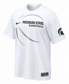 the michigan state basketball t - shirt is white with green and black lettering on it