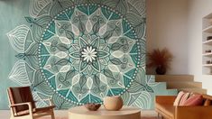 Looking to add a touch of whimsy to your space? Look no further than the Desert Mandala designer mural. This standout piece is perfect for bringing a burst of personality to any room in your home or office. With its intricate and unique design, it's sure to be a conversation starter. Whether you choose to display it in your bedroom, dining room, hallway, living room, or office, the Desert Mandala will transform your space into a work of art. Don't settle for ordinary when you can have something exclusive. Upgrade your walls with the Desert Mandala and let your style shine through. Arts And Crafts Wallpaper, Mandala Wallpaper, Don't Settle, Room Hallway, Find Your Style, Self Adhesive Wallpaper, Room Colors, Mural Wallpaper, Color Trends