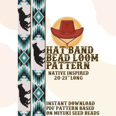 an advertisement for the hat - band bead loom pattern native inspired 20 - 21 long