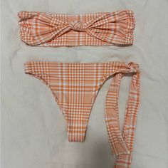 Stone Fox Swim Bikini In Orange Plaid. Size Small. Nwot Stone Fox Swim, Stone Fox, Orange Plaid, Swim Swim, Color Orange, Womens Swim, Fox, Swimming, Plaid