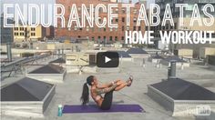 a woman doing yoga on top of a roof with the words, endurance tabata