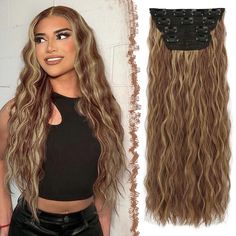 PRICES MAY VARY. [Soft & Tangel-free Hair] High quality heat resistant synthetic fiber, which is natural and it blends in well with your own hair. We've given the wavy hair a more subtle curl than ever before to help you stand out of all the others. [Add Length & Volume] Double weft to add extra volume on the clip in hair pieces with no glue, no tape, causing no damage to your hair and scalp and with less shedding. With 20" wavy hair achieving charming waves is a snap! [Just Clip & Go] Eleven pr Ash Blonde Hair Extensions, Clip Extensions, Clip In Hair Pieces, Blonde Hair Extensions, Ash Blonde Hair, Deep Wave Hairstyles, Black And Blonde, Glamour Makeup, Clip In Hair