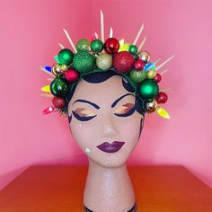 The Party Princess Kitschy Tacky Christmas Crown - Etsy Diy Christmas Crown, Diy Christmas Hats, Rustic Christmas Diy, Christmas Fashion Photography, Diy Fascinator, Christmas Queen, Glitter Baubles, Christmas Crown, Hand Sewn Felt