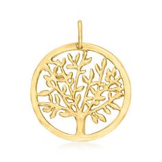 Ross-Simons - 14kt Yellow Gold Tree of Life Circle Pendant. This 14kt yellow gold tree of life circle pendant brings deep meaning to your personal style! Said to symbolize the interconnectedness of all things in life, this piece is perfect for the spiritual person, nature lover or yoga enthusiast. Single bale fits up to a 2.5mm chain, sold separately. 14kt yellow gold tree of life circle pendant. Spiritual Person, Life Circle, Gold Tree Of Life, Gold Tree, Deep Meaning, Circle Pendant, Tree Of Life, Nature Lover, Pendant Jewelry